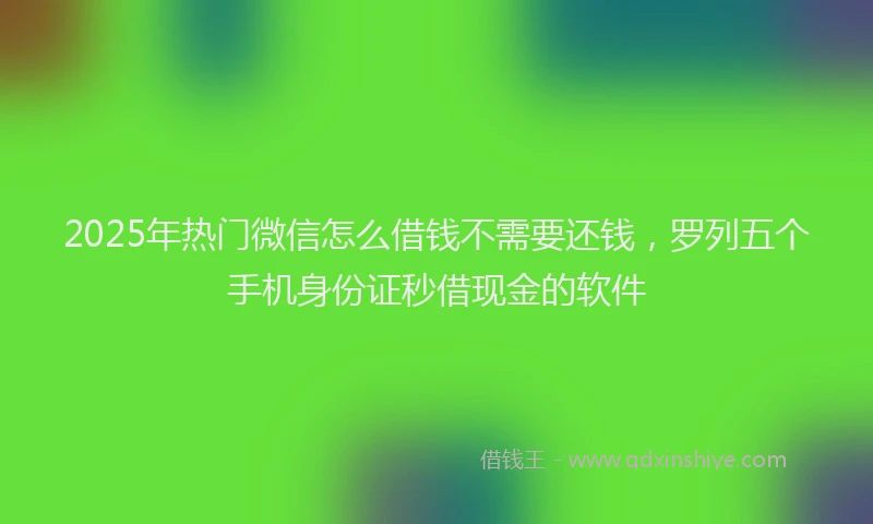 2025年热门微信怎么借钱不需要还钱，罗列五个手机身份证秒借现金的软件