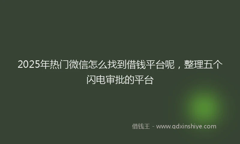 2025年热门微信怎么找到借钱平台呢，整理五个闪电审批的平台