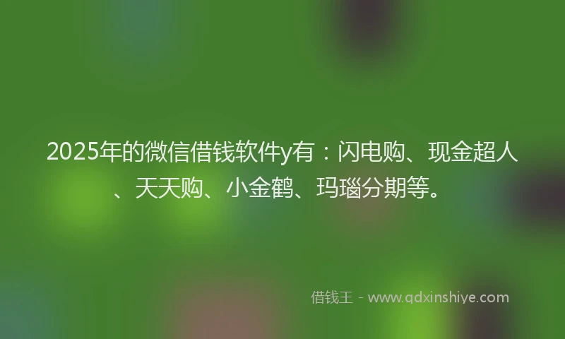 2025年的微信借钱软件y有：闪电购、现金超人、天天购、小金鹤、玛瑙分期等。