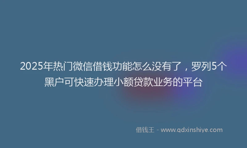 2025年热门微信借钱功能怎么没有了，罗列5个黑户可快速办理小额贷款业务的平台