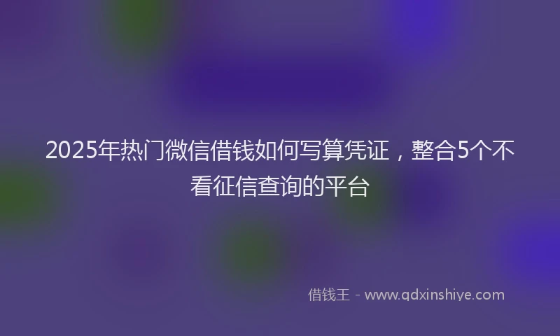 2025年热门微信借钱如何写算凭证，整合5个不看征信查询的平台