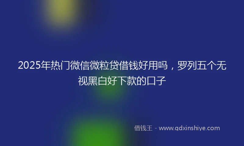 2025年热门微信微粒贷借钱好用吗，罗列五个无视黑白好下款的口子