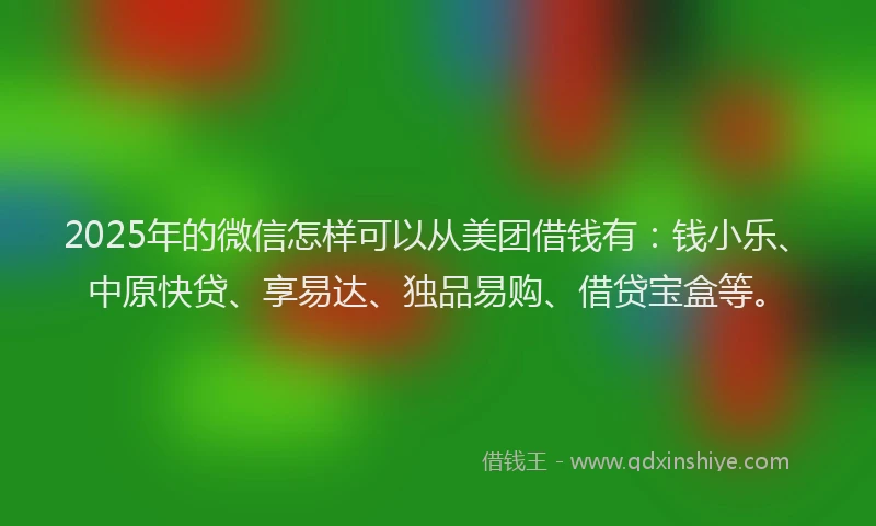 2025年的微信怎样可以从美团借钱有：钱小乐、中原快贷、享易达、独品易购、借贷宝盒等。