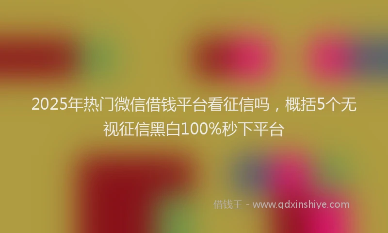 2025年热门微信借钱平台看征信吗，概括5个无视征信黑白100%秒下平台