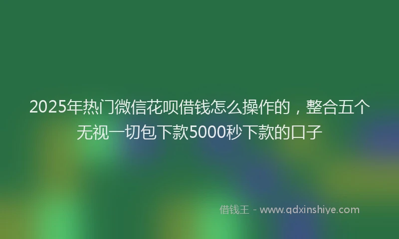 2025年热门微信花呗借钱怎么操作的，整合五个无视一切包下款5000秒下款的口子
