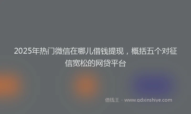 2025年热门微信在哪儿借钱提现，概括五个对征信宽松的网贷平台