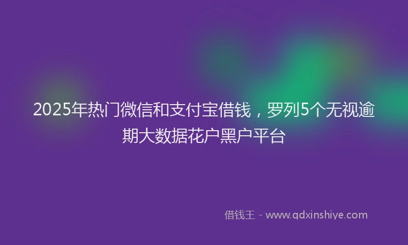 2025年热门微信和支付宝借钱，罗列5个无视逾期大数据花户黑户平台