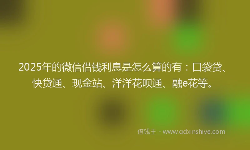 2025年的微信借钱利息是怎么算的有：口袋贷、快贷通、现金站、洋洋花呗通、融e花等。