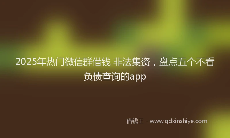 2025年热门微信群借钱 非法集资，盘点五个不看负债查询的app