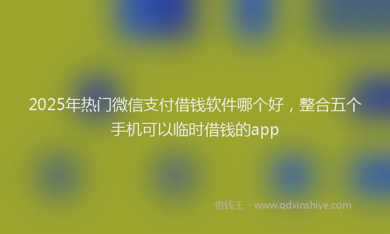 2025年热门微信支付借钱软件哪个好，整合五个手机可以临时借钱的app