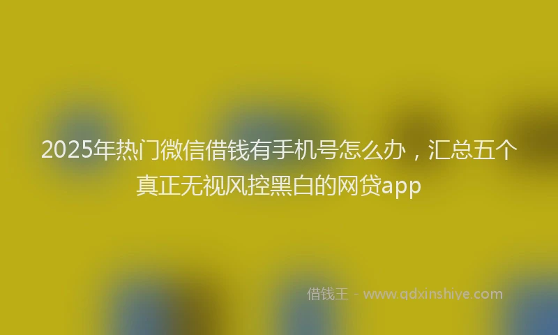 2025年热门微信借钱有手机号怎么办，汇总五个真正无视风控黑白的网贷app