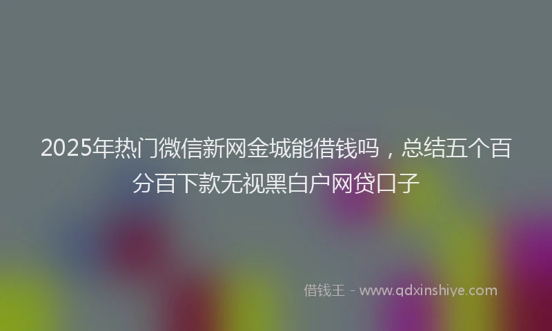 2025年热门微信新网金城能借钱吗，总结五个百分百下款无视黑白户网贷口子
