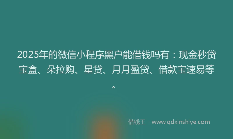 2025年的微信小程序黑户能借钱吗有：现金秒贷宝盒、朵拉购、星贷、月月盈贷、借款宝速易等。