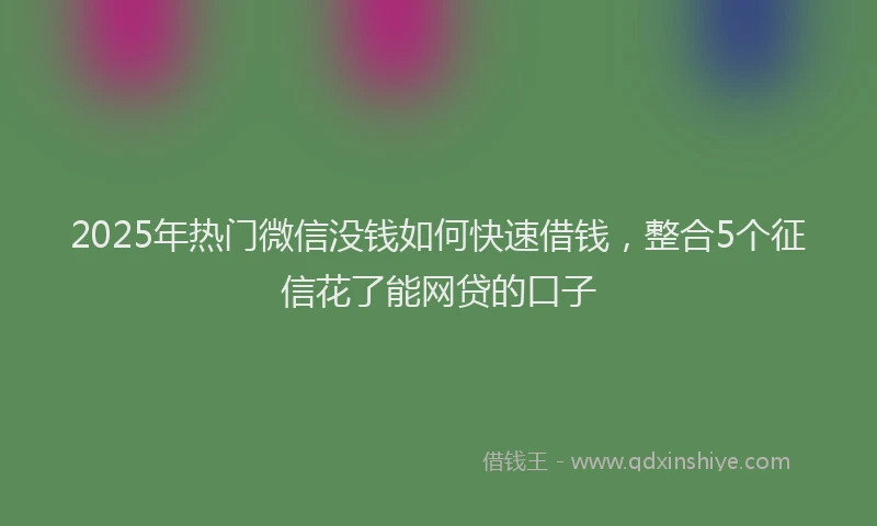 2025年热门微信没钱如何快速借钱，整合5个征信花了能网贷的口子