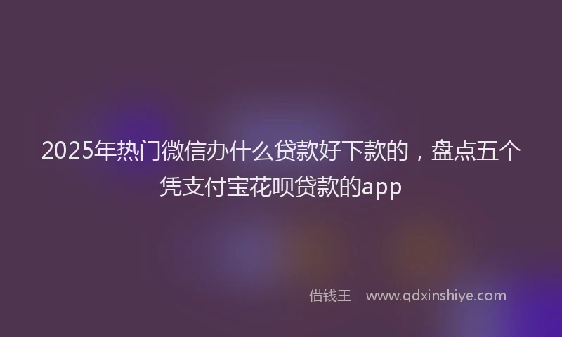 2025年热门微信办什么贷款好下款的，盘点五个凭支付宝花呗贷款的app