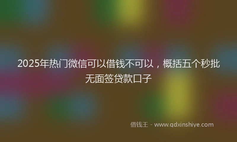 2025年热门微信可以借钱不可以，概括五个秒批无面签贷款口子