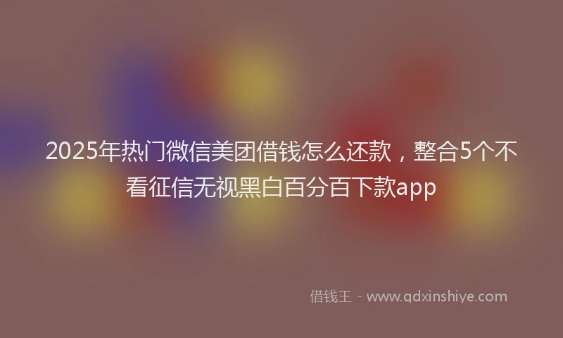2025年热门微信美团借钱怎么还款，整合5个不看征信无视黑白百分百下款app