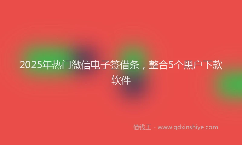 2025年热门微信电子签借条，整合5个黑户下款软件