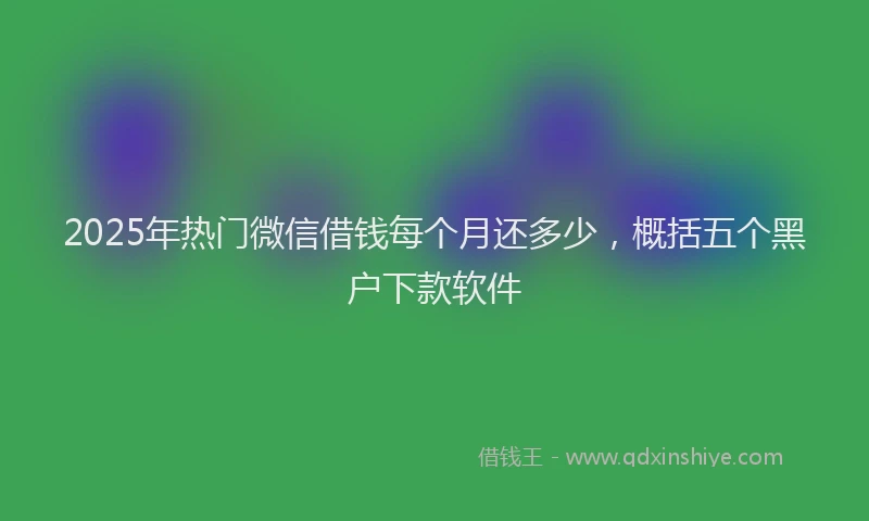 2025年热门微信借钱每个月还多少，概括五个黑户下款软件
