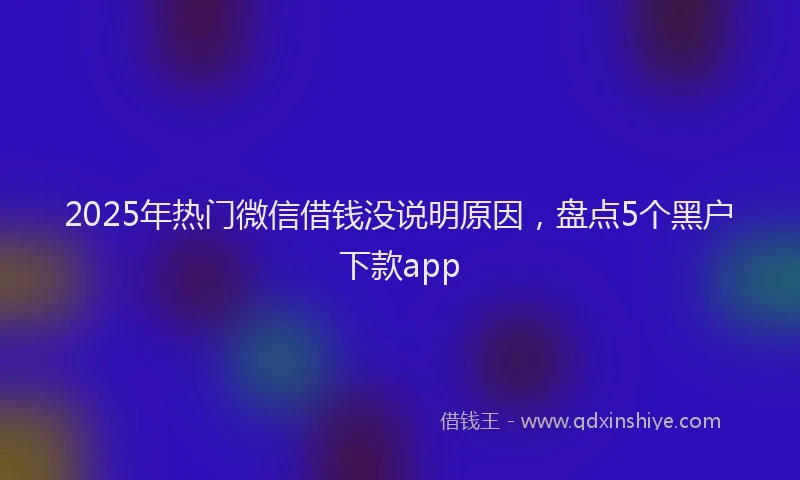 2025年热门微信借钱没说明原因，盘点5个黑户下款app