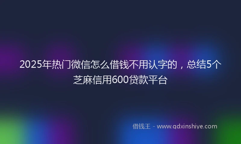 2025年热门微信怎么借钱不用认字的，总结5个芝麻信用600贷款平台