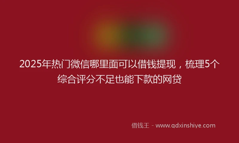 2025年热门微信哪里面可以借钱提现，梳理5个综合评分不足也能下款的网贷