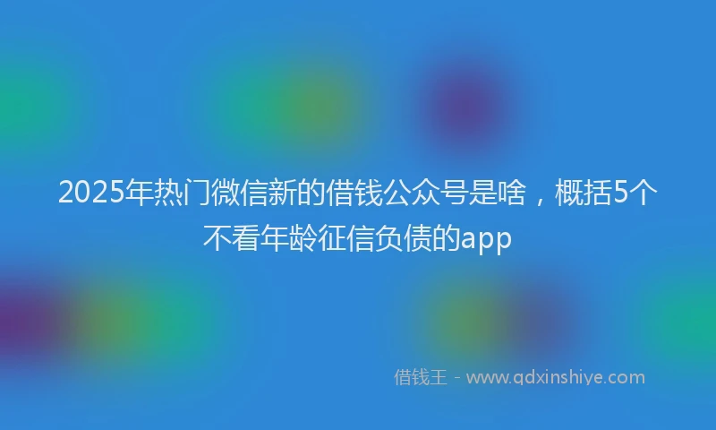 2025年热门微信新的借钱公众号是啥，概括5个不看年龄征信负债的app