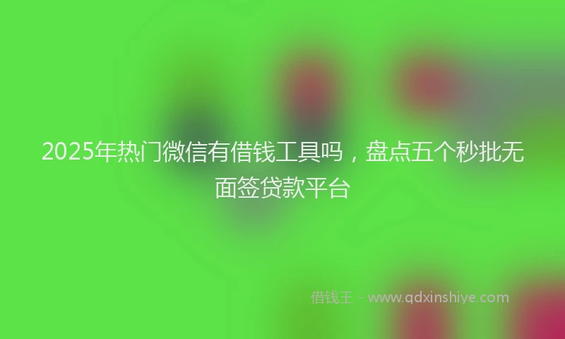2025年热门微信有借钱工具吗，盘点五个秒批无面签贷款平台