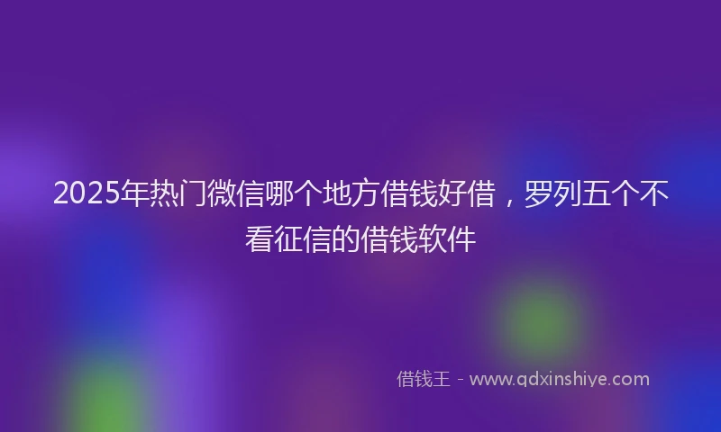 2025年热门微信哪个地方借钱好借，罗列五个不看征信的借钱软件
