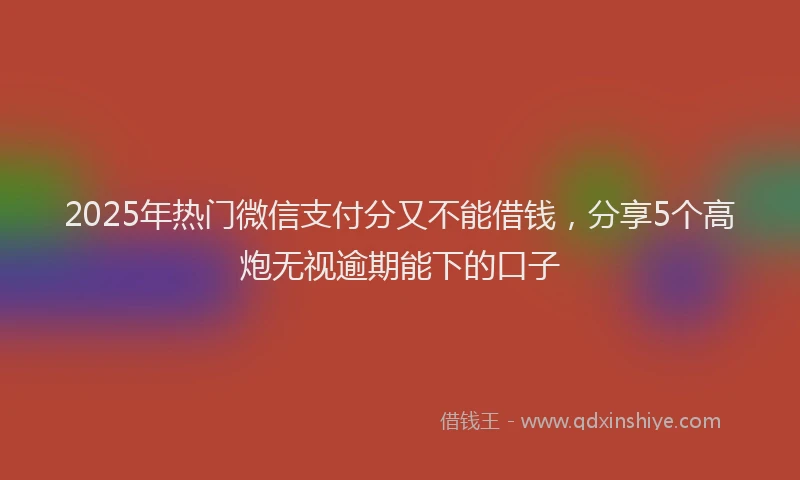 2025年热门微信支付分又不能借钱，分享5个高炮无视逾期能下的口子