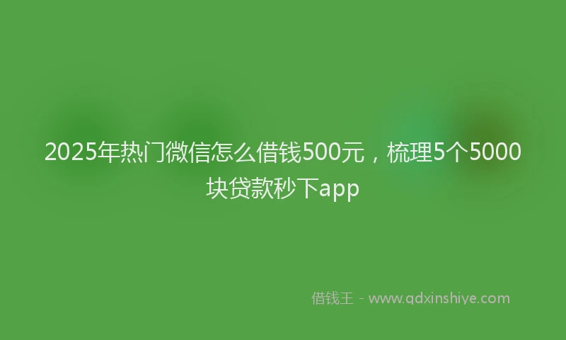 2025年热门微信怎么借钱500元，梳理5个5000块贷款秒下app