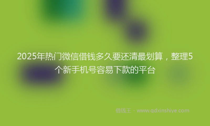 2025年热门微信借钱多久要还清最划算，整理5个新手机号容易下款的平台