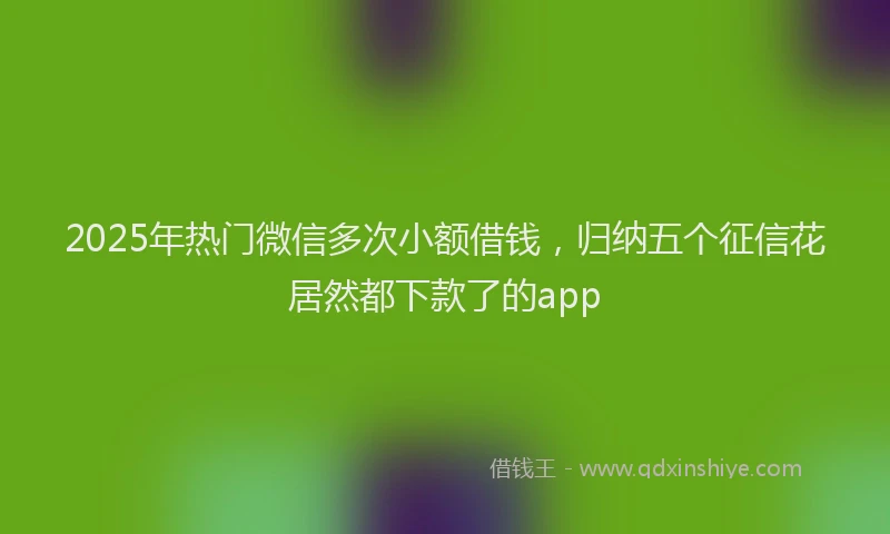 2025年热门微信多次小额借钱，归纳五个征信花居然都下款了的app