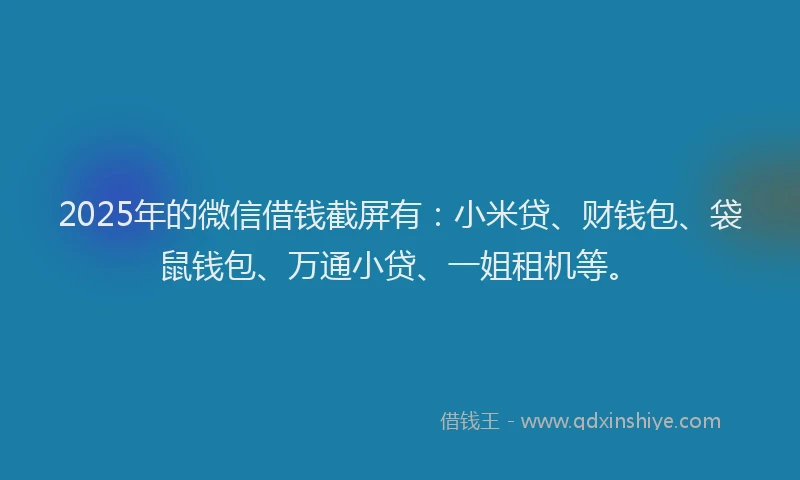 2025年的微信借钱截屏有：小米贷、财钱包、袋鼠钱包、万通小贷、一姐租机等。