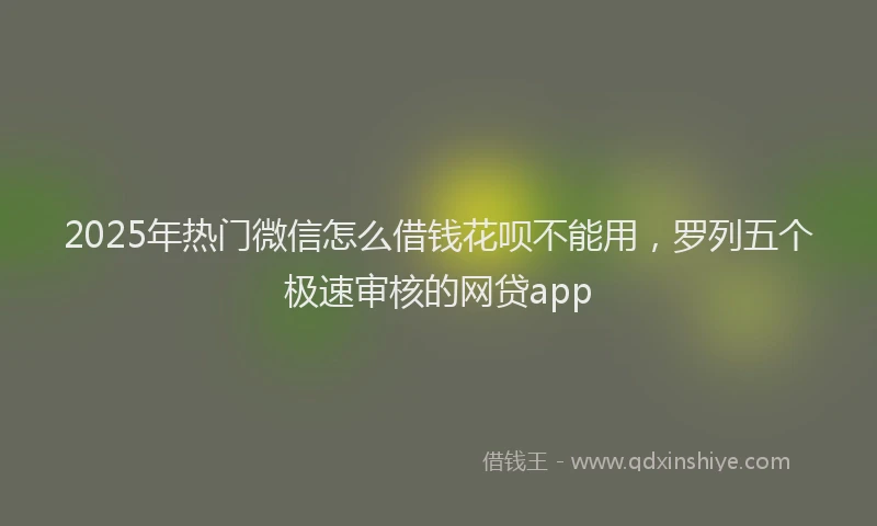 2025年热门微信怎么借钱花呗不能用，罗列五个极速审核的网贷app