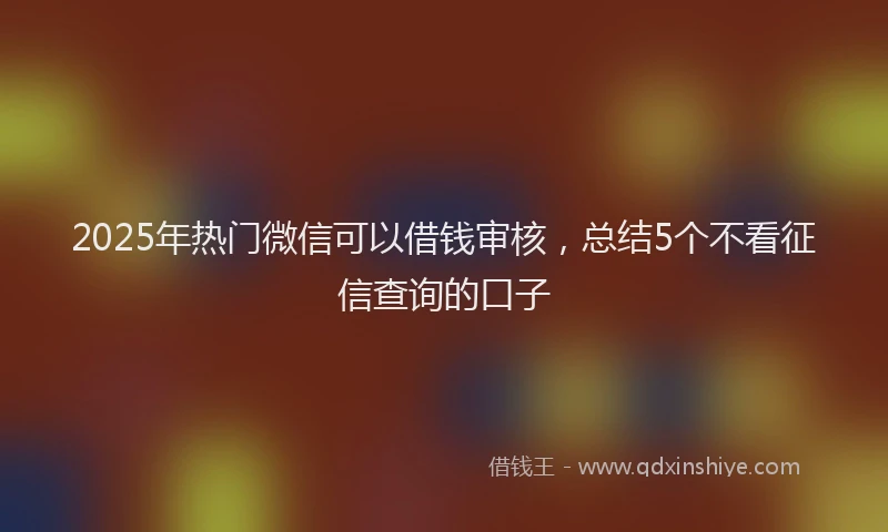 2025年热门微信可以借钱审核，总结5个不看征信查询的口子