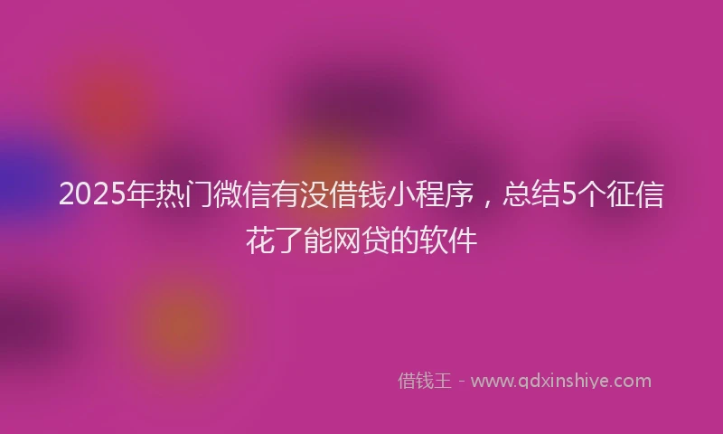 2025年热门微信有没借钱小程序，总结5个征信花了能网贷的软件