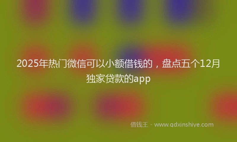 2025年热门微信可以小额借钱的，盘点五个12月独家贷款的app