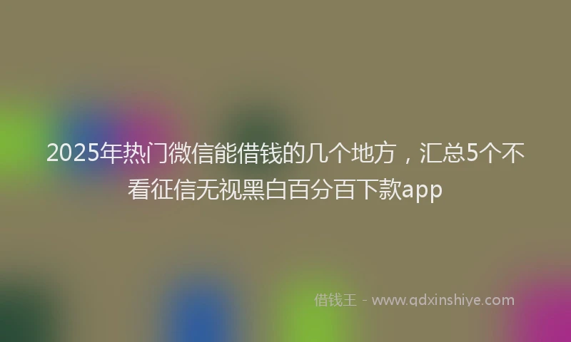 2025年热门微信能借钱的几个地方，汇总5个不看征信无视黑白百分百下款app
