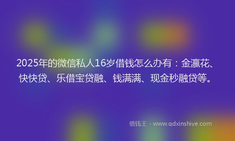 2025年的微信私人16岁借钱怎么办有：金瀛花、快快贷、乐借宝贷融、钱满满、现金秒融贷等。