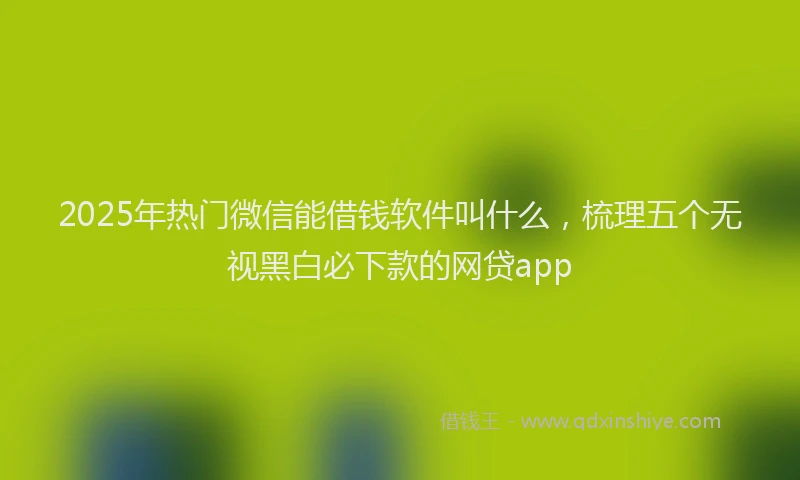 2025年热门微信能借钱软件叫什么，梳理五个无视黑白必下款的网贷app