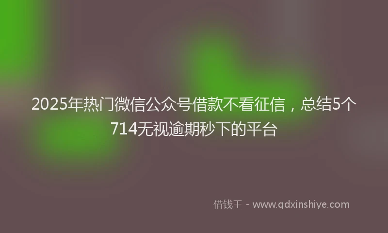 2025年热门微信公众号借款不看征信，总结5个714无视逾期秒下的平台
