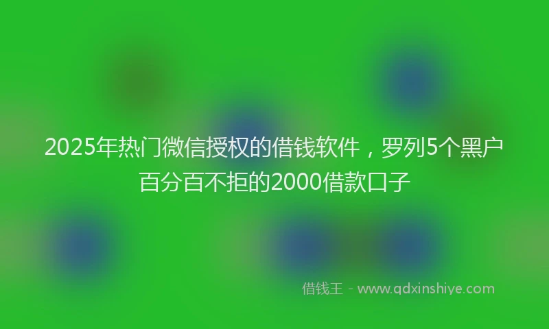 2025年热门微信授权的借钱软件，罗列5个黑户百分百不拒的2000借款口子