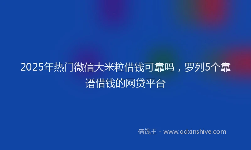 2025年热门微信大米粒借钱可靠吗，罗列5个靠谱借钱的网贷平台