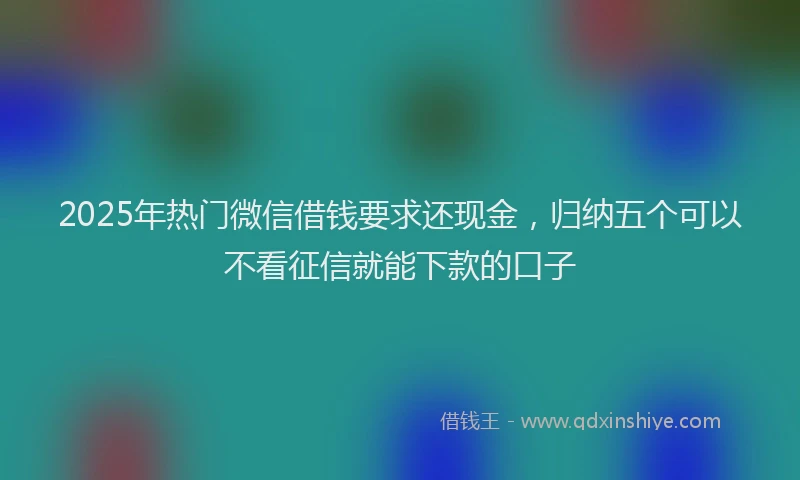 2025年热门微信借钱要求还现金，归纳五个可以不看征信就能下款的口子