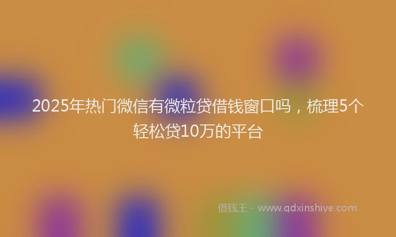 2025年热门微信有微粒贷借钱窗口吗，梳理5个轻松贷10万的平台