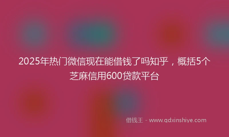 2025年热门微信现在能借钱了吗知乎，概括5个芝麻信用600贷款平台