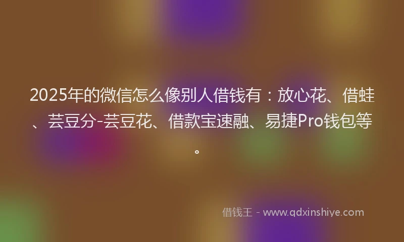 2025年的微信怎么像别人借钱有：放心花、借蛙、芸豆分-芸豆花、借款宝速融、易捷Pro钱包等。