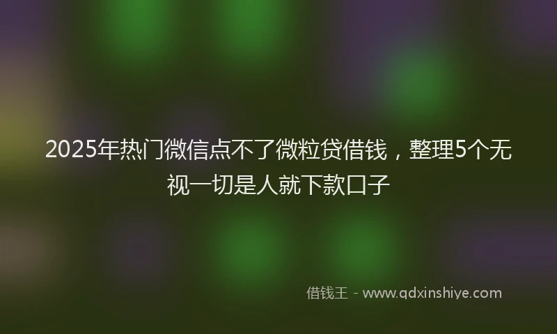 2025年热门微信点不了微粒贷借钱，整理5个无视一切是人就下款口子