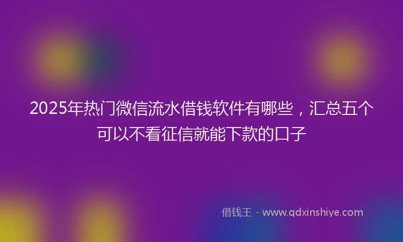 2025年热门微信流水借钱软件有哪些，汇总五个可以不看征信就能下款的口子